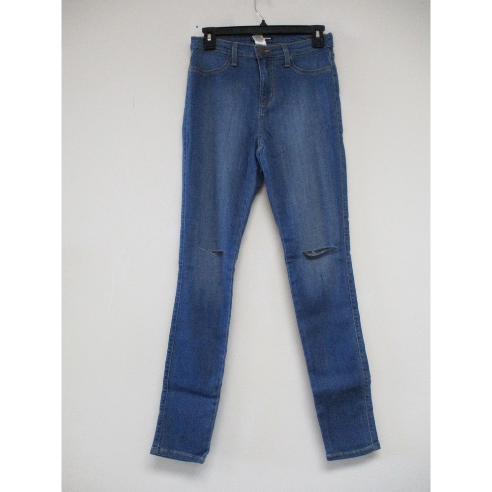 Fashion Nova Jeans Juniors 3 Blue Wash Distressed High Waisted Skinny Denim
